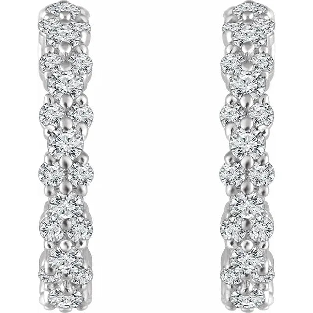 Natural  Diamond Hoop Earrings