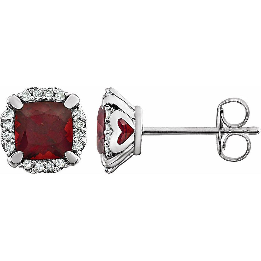Natural Mozambique Garnet and Diamond Earrings