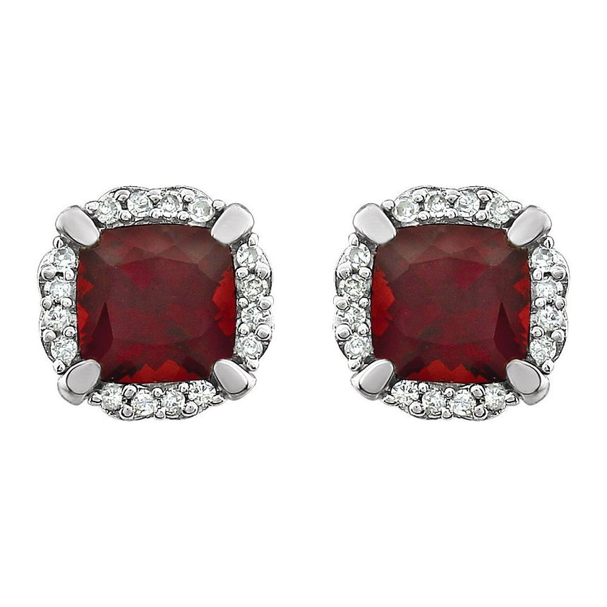 Natural Mozambique Garnet and Diamond Earrings