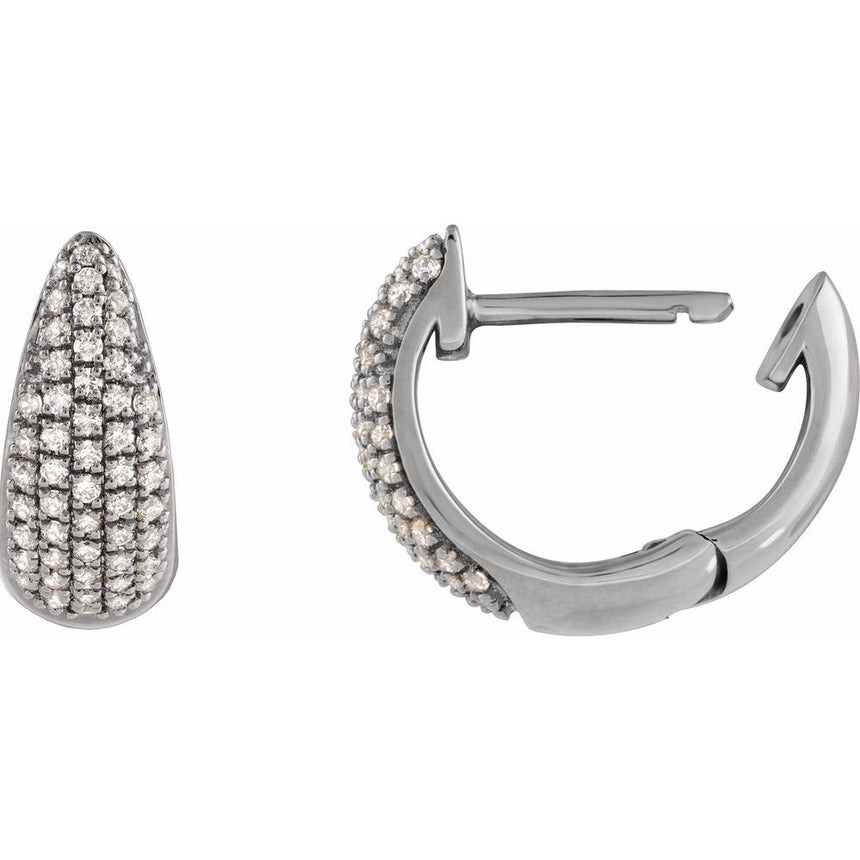 Natural Diamond Hinged 11 mm Hoop Earrings