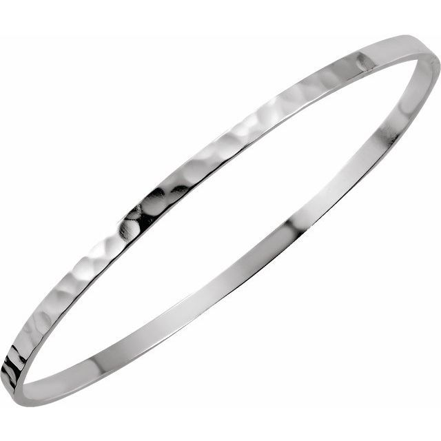 Sterling Silver 3.25 mm Hammered Bangle Bracelet – www.