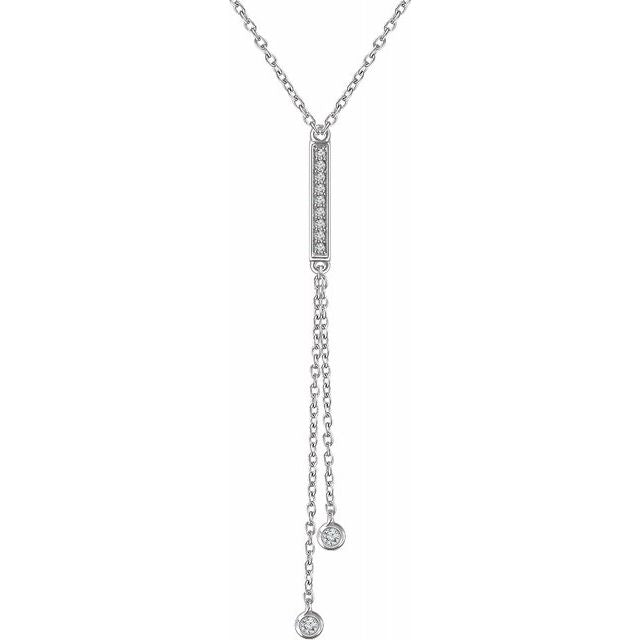 Solid 14k White Gold Branch Bar Charm Pendant Chain Necklace