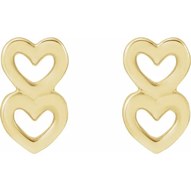 Yellow Double Heart Earrings