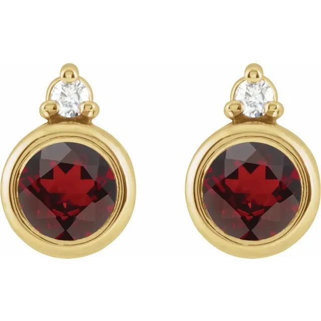 Natural Garnet & Diamond Earrings