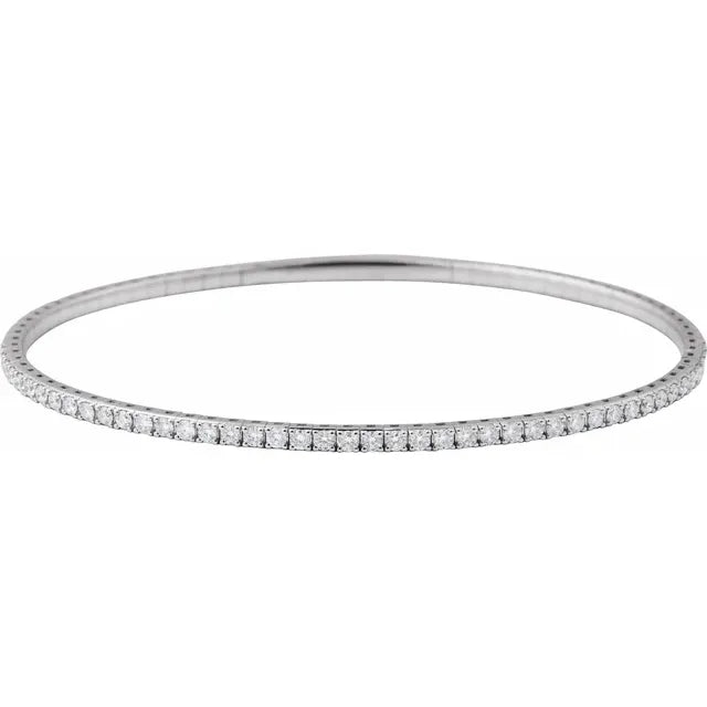 Natural Diamond Flexible Bangle 7" Bracelet