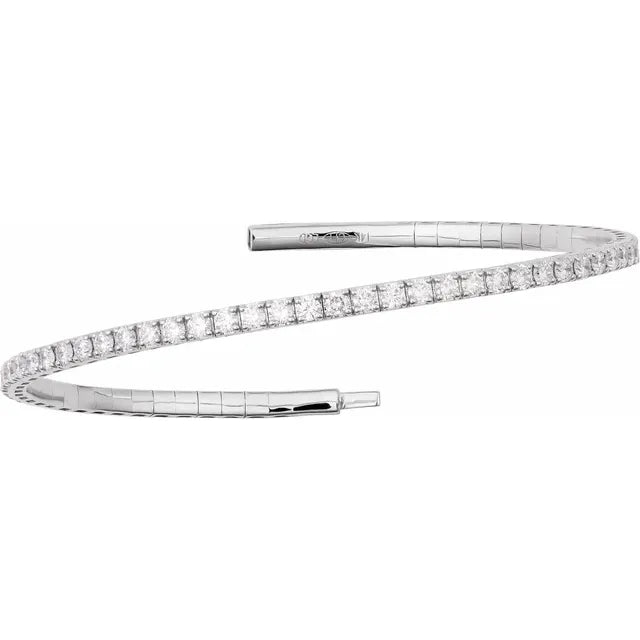 Natural Diamond Flexible Bangle 7" Bracelet