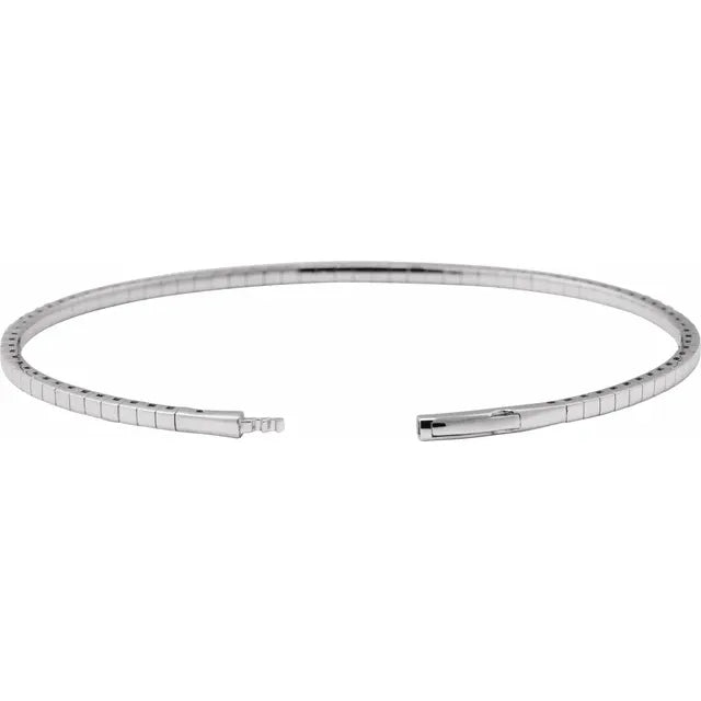 Natural Diamond Flexible Bangle 7" Bracelet