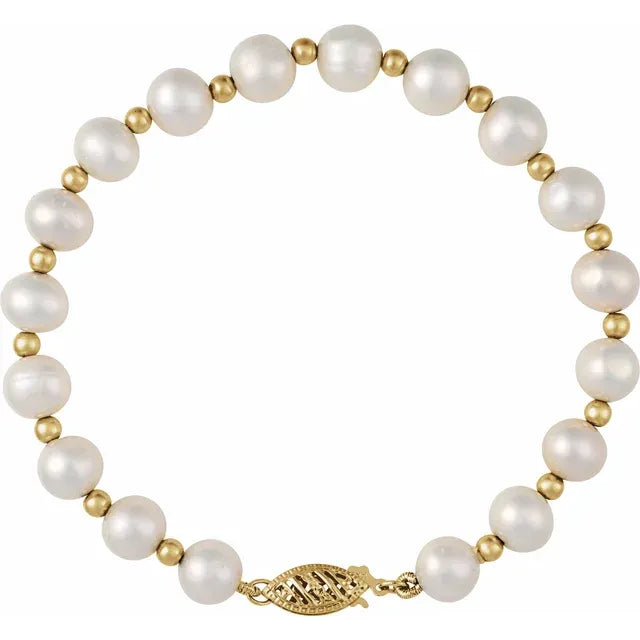 Cultured White Freshwater Pearl  Bracelet