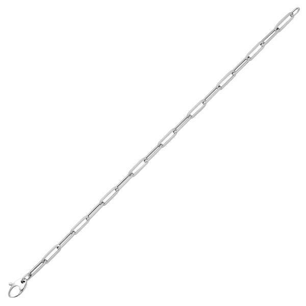 14K White Gold Paper Clip Bracelet