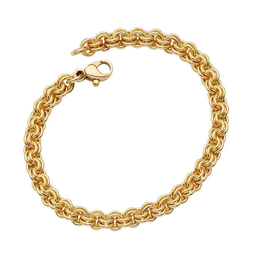 18KT YELLOW GOLD DOUBLE LINK BRACELET 5.0MM