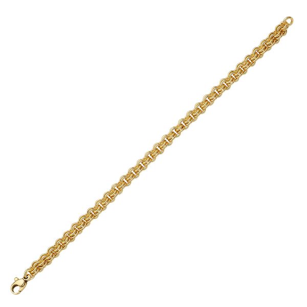 18KT YELLOW GOLD DOUBLE LINK BRACELET 5.0MM