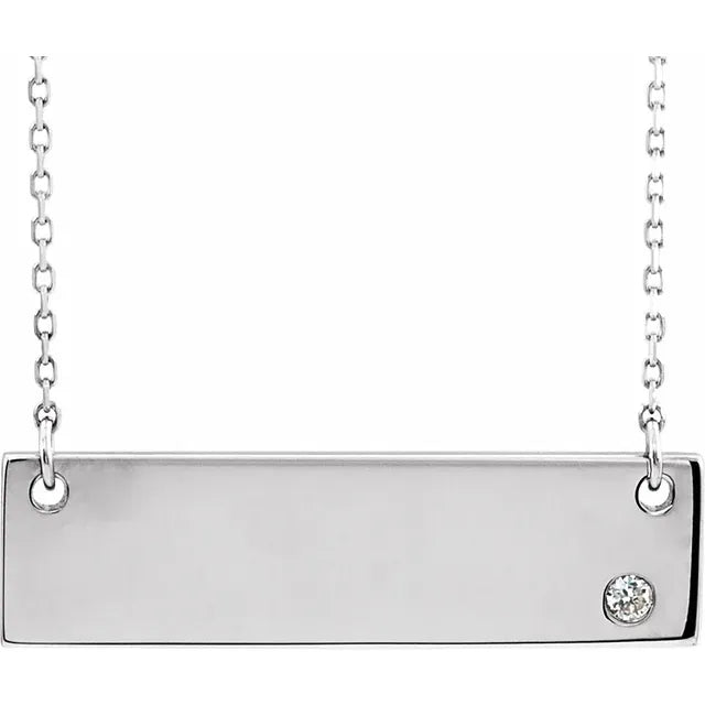 Diamond Bar Engravable 18" Necklace