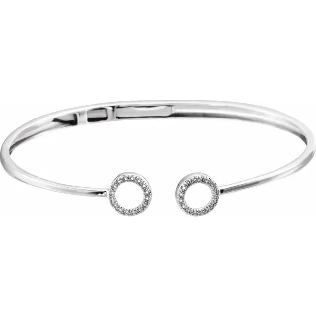 14K Rose Natural Diamond Circle Hinged 7" Bracelet