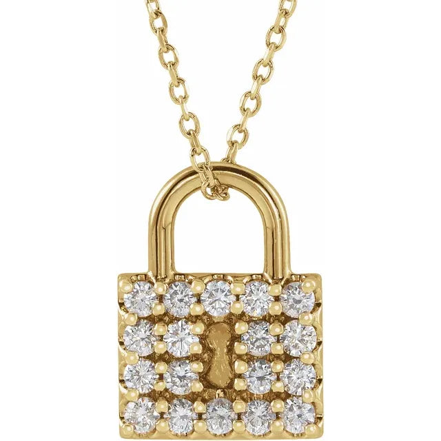 Natural Diamond Lock 16-18" Necklace