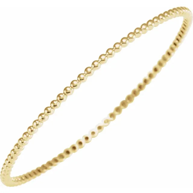 14K Yellow 3.66 mm Beaded Bangle Bracelet