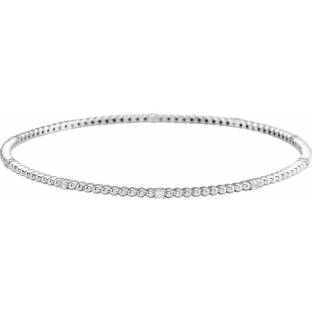 14K Yellow Diamond Beaded Bangle Bracelet