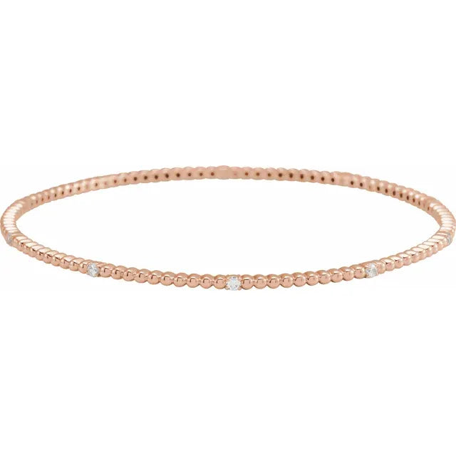 14K Yellow Diamond Beaded Bangle Bracelet