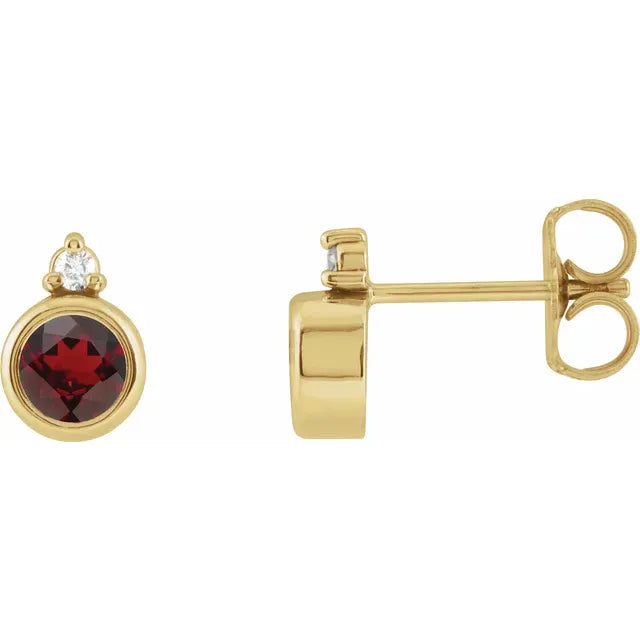 Natural Garnet & Diamond Earrings