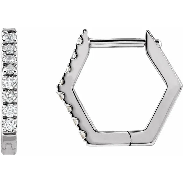 Natural Diamond Geometric Hinged Huggie Earrings