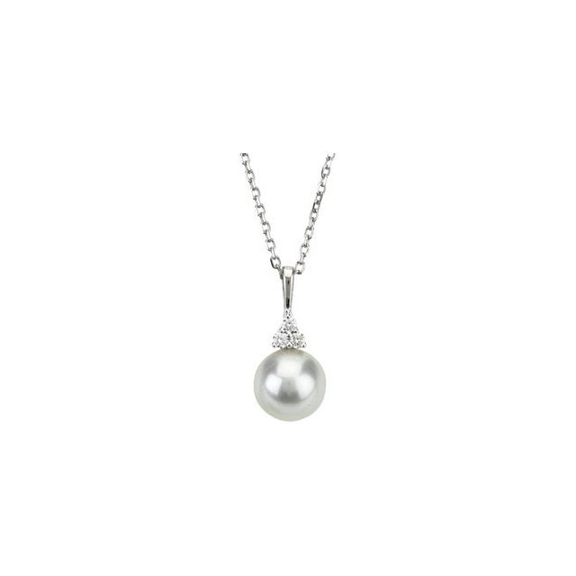 Freshwater Cultured Pearl & Diamond 18" Necklace