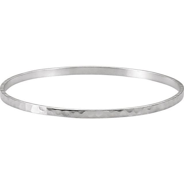 Sterling Silver 3.25 mm Hammered Bangle Bracelet