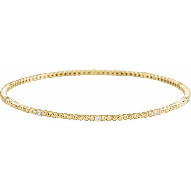 14K Yellow Diamond Beaded Bangle Bracelet