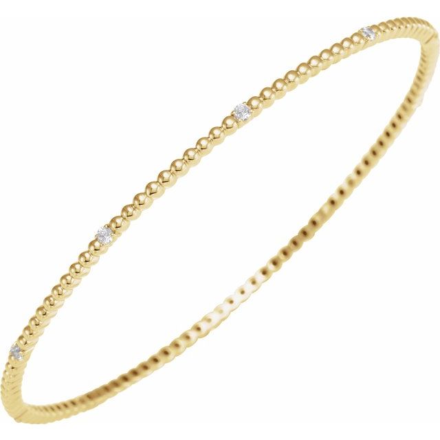 14K Yellow Diamond Beaded Bangle Bracelet