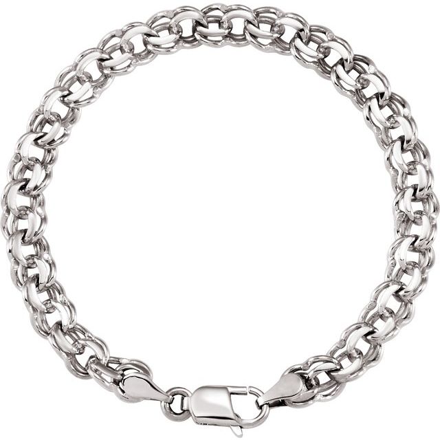 Solid Double Link Charm Bracelet