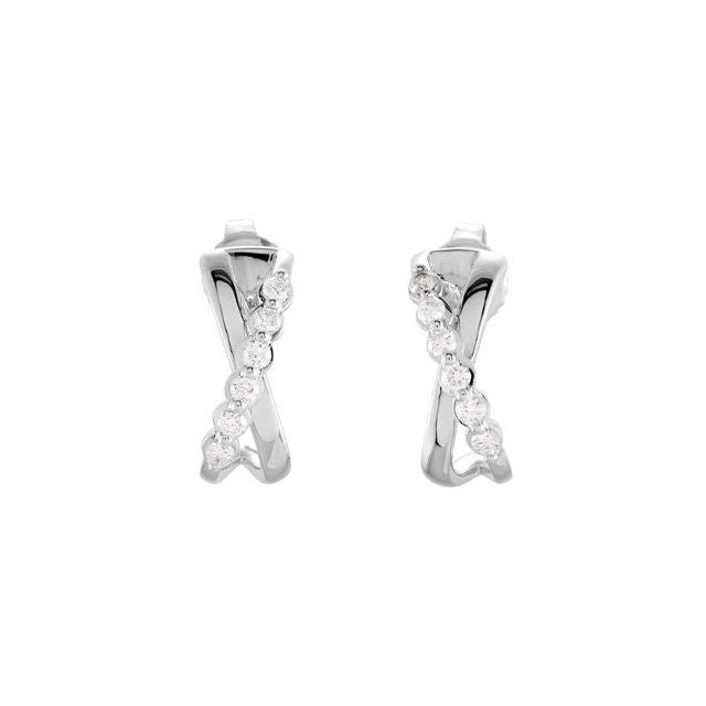 Diamond Criss-Cross J-Hoop Earrings