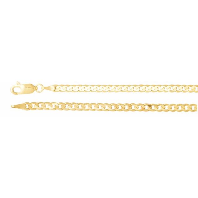 14K Yellow 3 mm Solid Curb 18" Chain