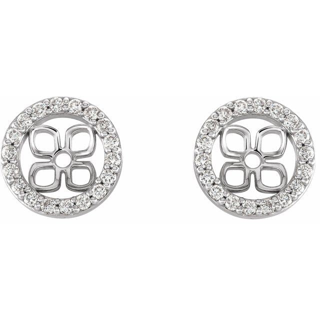 14K White Natural Diamond Earring Jackets