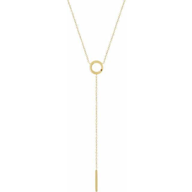 14K Yellow Circle & Bar "Y" 16-18" Necklace