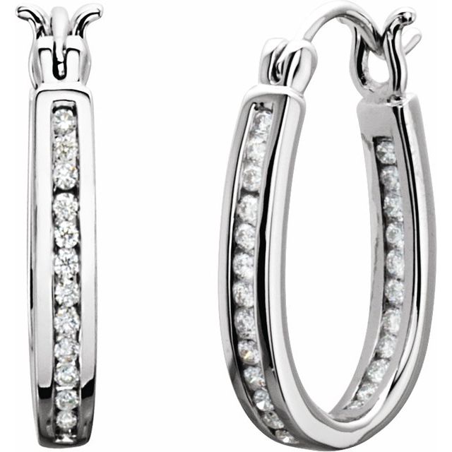 Diamond Inside-Outside 13.7 mm Hoop Earrings