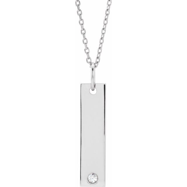 Diamond Engravable Bar 16-18" Necklace