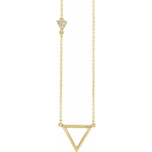 14K Yellow .05 CTW Diamond Triangle 16-18" Necklace