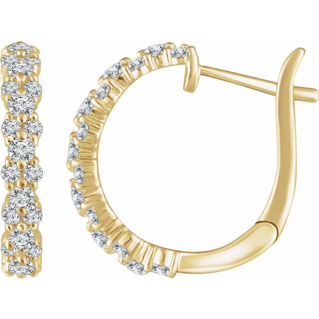 14K Yellow 5/8 CTW Diamond Hoop Earrings