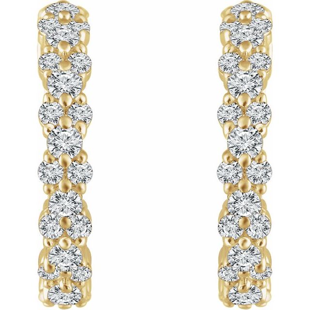 14K Yellow 5/8 CTW Diamond Hoop Earrings