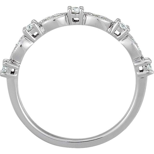 Platinum 1/5 CTW Diamond Granulated Stackable Ring Size 7