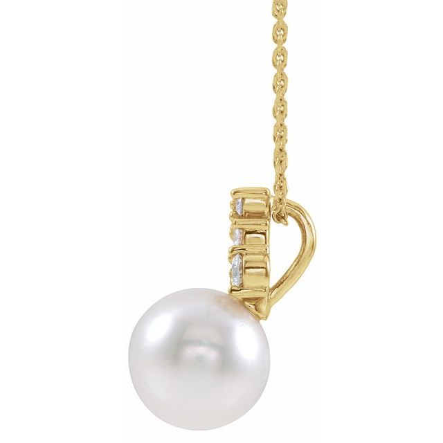 Freshwater Cultured Pearl & Diamond 16-18" Necklace