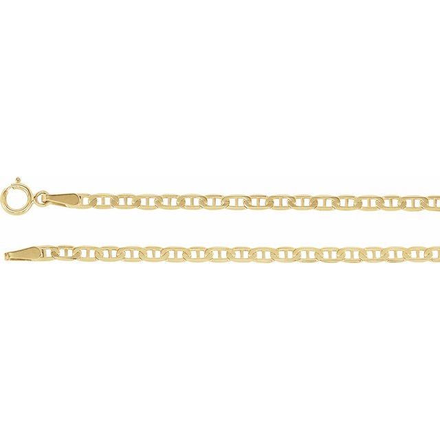 14K Yellow 2.25 mm Curbed Anchor Chain