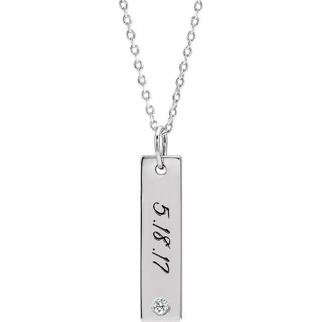 Diamond Engravable Bar 16-18" Necklace