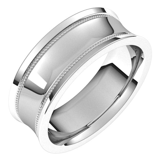 Platinum  Milgrain Concave with Edge Band