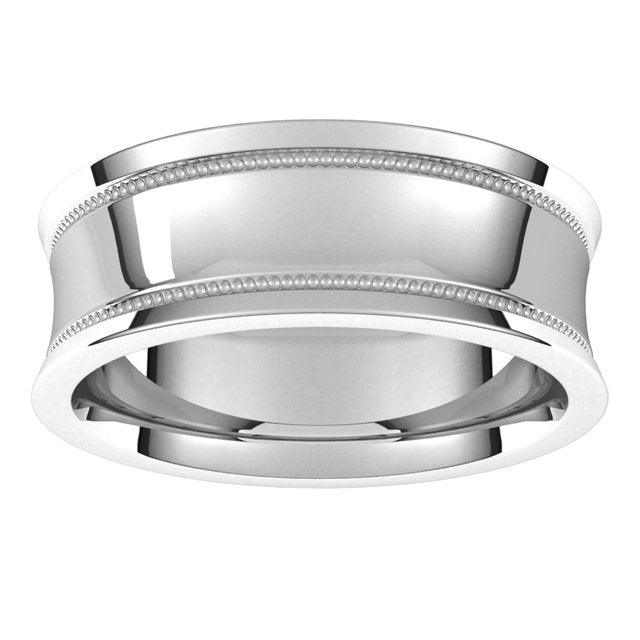 Platinum  Milgrain Concave with Edge Band