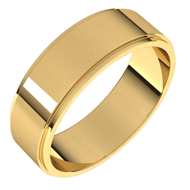 14K Yellow 6 mm Flat Edge Band