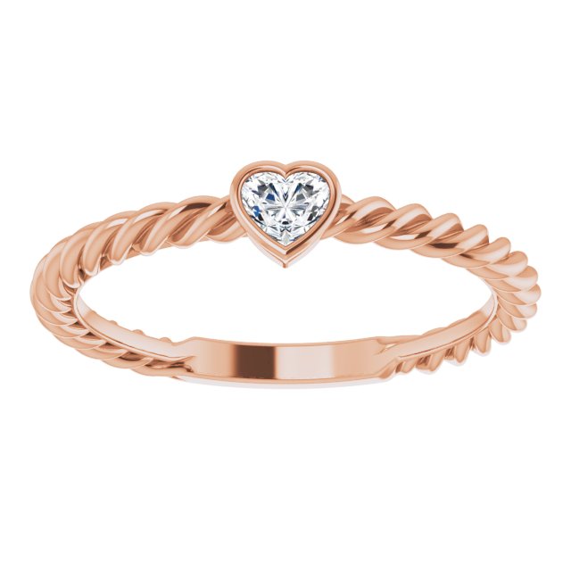 Heart-shaped Diamond Bezel-Set Rope Ring