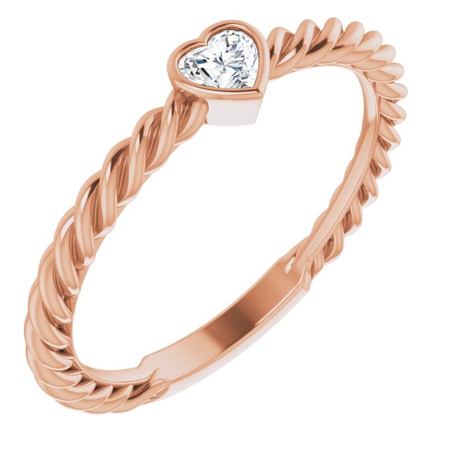 Heart-shaped Diamond Bezel-Set Rope Ring