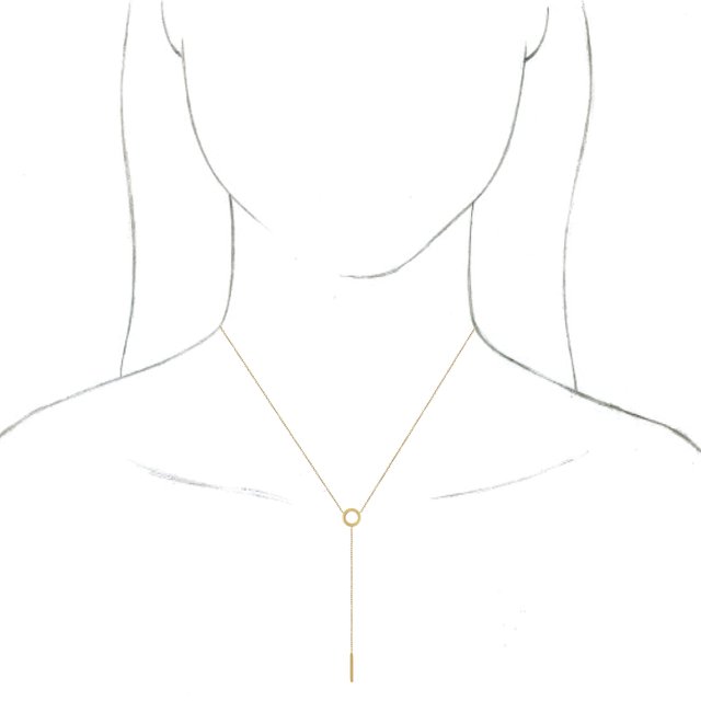 14K Yellow Circle & Bar "Y" 16-18" Necklace