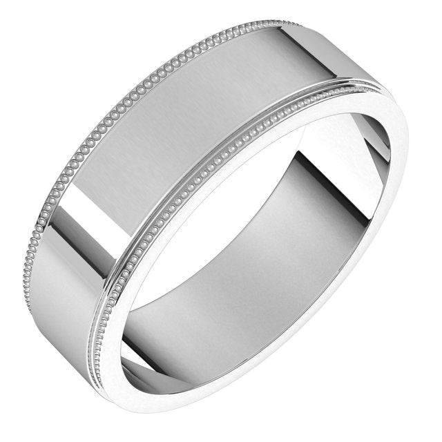 Platinum Milgrain Flat with Edge Band