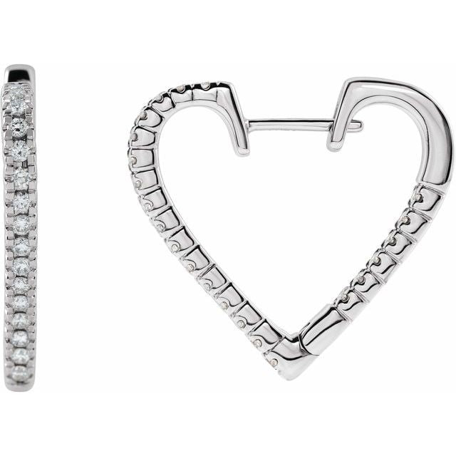 Diamond Heart Hoop Earrings