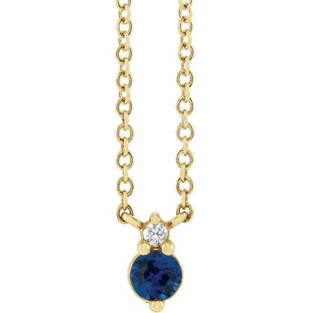 Natural Blue Sapphire & Diamond Necklace